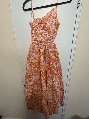J. Crew Orange and Pink Floral Maxi Dress